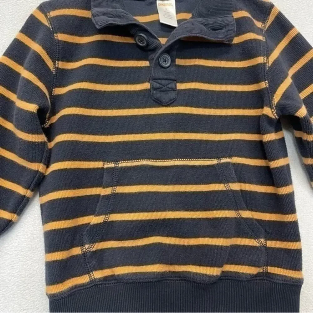 Gymboree Striped Sweatshirt Boys Size 5 Navy Orange Long Sleeve Pullover Cotton